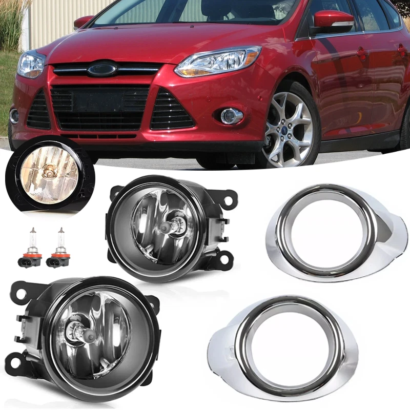 Luces antiniebla transparentes para Ford Focus 2012-2014 con bombillas + cubiertas cromadas izquierda derecha Foto 1 de 4