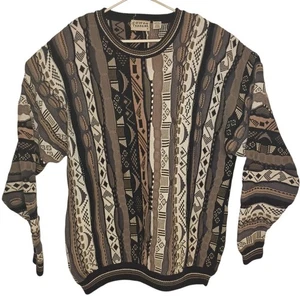 Cotton Traders Sweater Mens 1X Brown Black Cosby Biggie Hip Hop Coogi Style - Picture 1 of 8