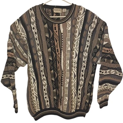 Cotton Traders Sweater Mens 1X Brown Black Cosby Biggie Hip Hop Coogi Style - Image 1 of 4