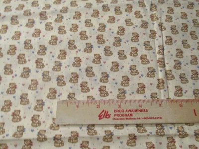 1 yards 18" x 44" Quilt Fabric Cranston Prints Beige fabric Bears and Hearts - Image 1 of 4