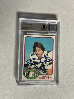 Randy White signed encapsulated Card Beckett BAS cert slabbed 1976 Topps RC #158 - Image 1 of 3