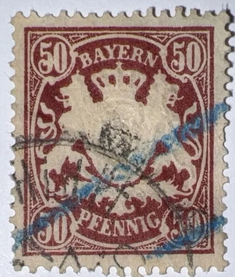 Travelstamps: Germany Bavaria Bayern Stamps Scott #70- 50 Pf Used Handstamped - Image 1 of 4