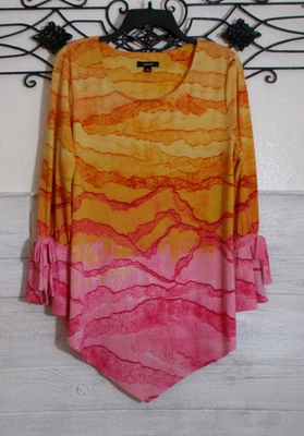 Alfani Women's Knit Tunic Top Size L Long Sleeve Multicolored Geometr Round Neck - Image 1 of 4