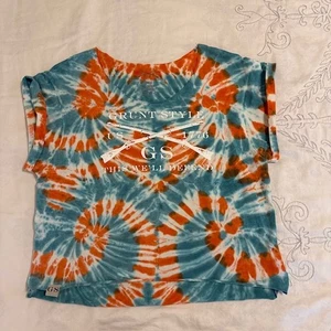 Grunt Style This We'll Defend Orange/Blau Batik Damen T-Shirt | Größe L - Bild 1 von 8