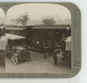 Truppen & Zubehör vom Eisenbahnkopf in Bussen 1. Weltkrieg realistische Reisen Stereoview - Bild 1 von 2