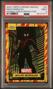 Miles Morales Spiderman 2024 Topps Chrome Marvel Human Torch Refractor /39 PSA 9 - Picture 1 of 2