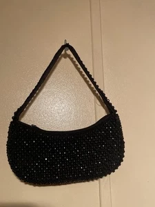 Valerie Stevens Hand Beaded Evening Bag Black Purse - Picture 1 of 7