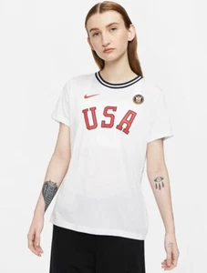 Nike Womens Sportswear Olympic Team USA Heritage T Shirt White CT5202-100 MEDIUM - Picture 1 of 4