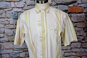 ECKO UNLITD Mens Fashionable Shirt Block Striping All Cotton Beige Tan Pocket XL - Picture 1 of 10