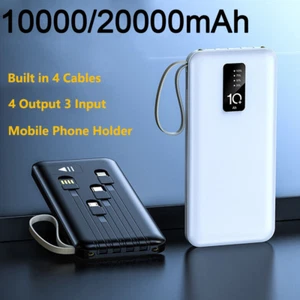 20000mAh Power Bank 10000mAh Charger External Battery Pack Portable with 4 Cable - Foto 1 di 13