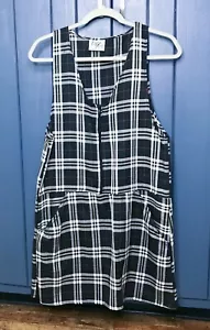 Abito Maglione Vintage Nero Bianco Rosso Plaid Vita Media Goduta Scuola Ragazza Emo - Foto 1 di 7