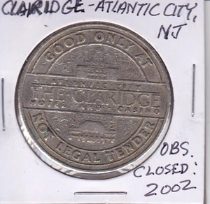 $1 CASINO TOKEN SLOT COIN CLARIDGE CASINO ATLANTIC CITY, NJ OBSOLETE CLOSED 2002 - Picture 1 of 2