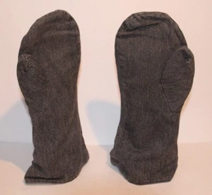 VINTAGE SWISS ARMY MILITARY UNIFORM DENIM MITTENS LINED GLOVES LARGE HUNTING - Picture 1 of 12