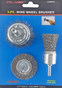 3PC Wire Wheel/Cup Brushes 1"and 2" Assortment Crimped Metal Grinding 1/4" Shank - Picture 1 of 6