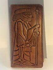 Persian Real Leather Long Wallet for Men Handcrafted Achaemenid Soldier