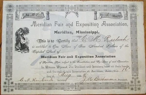 Associazione Fiera ed Esposizione Meridiana 1894 Certificato Stock con Cavallo - MS Miss - Foto 1 di 1