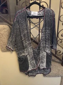 Sloane Rouge (Sz S Fits Like OS) Black Burnout Kimono Crisscross Back Boho - Picture 1 of 6