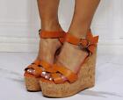 Women Fashion Summer Peep Toe Ankle Strap Sandals Wedge High Heels Roman Shoes F