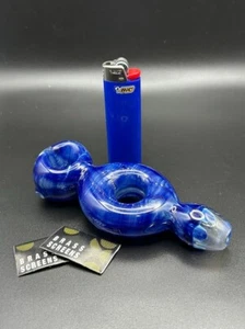 5.0" Colored Glass Doughnut Tobacco Pipe + Screens & BIC Lighter Free Shipping - Picture 1 of 2