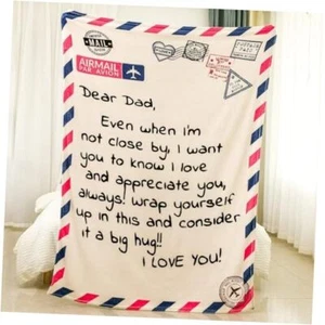 Fathers Day Blankets Gifts for Dad from Wife Daughter Son, Dad Letter Blanket - Picture 1 of 8