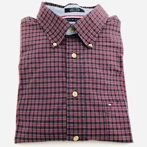 Camisa Tommy Hilfiger para Hombre Roja Azul a Cuadros Elastizada Mangas Largas con Botones Talla. XL - Imagen 1 de 12