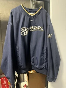 Vintage Nike Team Milwaukee Brewers Jacket Pullover Large L Y2K 90’s Cursive - Picture 1 of 10