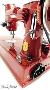 Desk Dave's "RUBY RED" Singer Featherweight 221 Sewing Machine - Picture 1 of 12