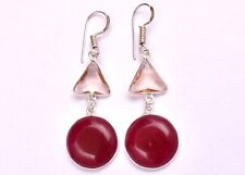 925 Sterling Silver Handmade Natural Ruby Gemstone Gold / Rose Plated Earrings