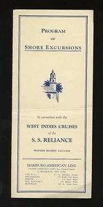 Programa de excursiones en tierra SS Reliance 1927 - Hamburgo-American Line HAPAG - Imagen 1 de 1