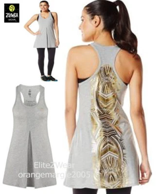 Camiseta sin mangas túnica azteca ZUMBA - Lámina dorada metálica RARA Y SIMPLE ¡¡HERMOSA!! S,M,L Foto 1 de 4