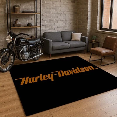 Harley Rug, Motorcycle Rug, American Legends Motorcycle Rug, Garage Floor Rug - Image 1 of 4