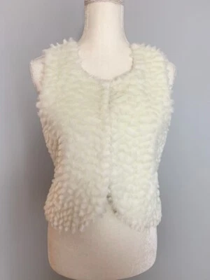 Chaleco Suéter Studio Petite JPR Mujer Piel Sintética Talla PM Marfil Cable Tejido Espalda  Foto 1 de 4