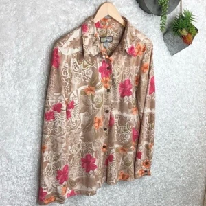 Chaqueta Ligera Caribbean Joe Microgamuza Hawaiana Paisley Top Talla M De Colección - Imagen 1 de 6