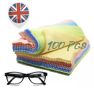 100x Microfibre Cleaning Cloths For Glasses Spectacles Lens Camera Phone Screen - Picture 1 of 6