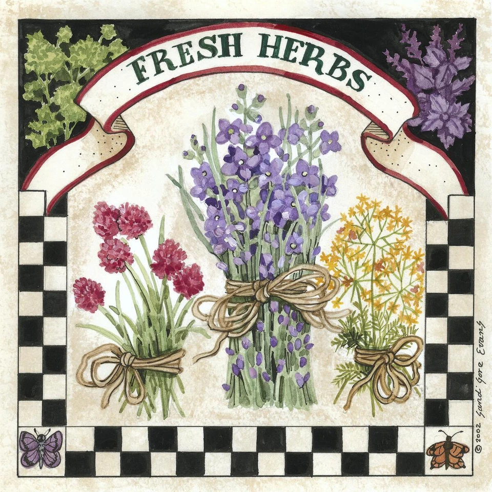 Ceramic Tile Mural Kitchen Backsplash -Fresh Herbs - Chef - Cooking - Food - Image 1 of 1