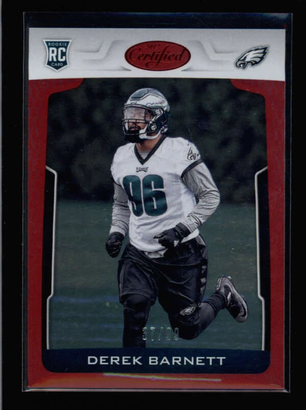 DEREK BARNETT 2017 PANINI CERTIFIED #155 ROOKIE RED PARALLEL #37/99 BA1929 - Image 1 of 1