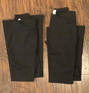 2pare Girls Black Yoga Pants Flare Leggings - Picture 1 of 9