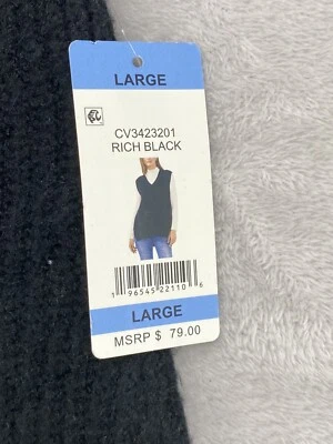 NUEVO Chaleco Suéter Vince Camuto Para Mujer Grande Negro Acogedor Gran Tamaño Tejido Acanalado Nuevo con Etiquetas Foto 1 de 4