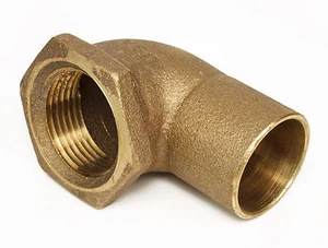1-1/2" Cobre Fundido x Hembra 90° Ell Codo Fontanería C x F Sudor x Montaje de Rosca - Imagen 1 de 1