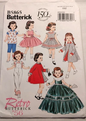 Butterick Sewing Pattern Retro 1950s Doll Clothes B5865 Size 18" High UNCUT - Image 1 of 4
