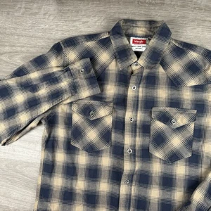 Camisa Wrangler Para Hombre Talla Mediana Western Abotonada Manga Larga A Cuadros - Imagen 1 de 16