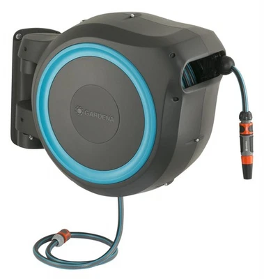 (18630) Carrete de manguera de jardín retráctil 115' x 1/2" montado en la pared, retorno automático... Foto 1 de 4