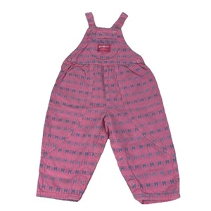 Mono vintage Osh Kosh Baby B'Gosh rosa con patrón de lazos azules 24M Vestbak RARO - Imagen 1 de 12