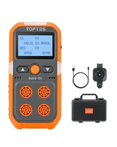 TopTes Guard-101 Rilevatore di Gas, 4 Monitor di Gas per H2S, CO, LEL e O2, con Vi... - Foto 1 di 7