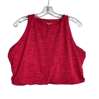 Blusa Torrid Low Impact sem fio gola alta Longline ativa botão de rosa vermelha feminina 3X - Imagem 1 de 4