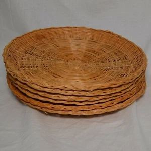 6 Woven Wicker Paper Plate Holders 9.75” Diameter - Picture 1 of 3