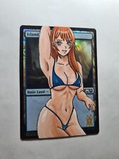 ISLAND FOIL GIRL ANIME ALTERED MAGIC ART HAND PAINT BY DEMIAN SOLIS