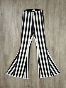 Blank Paige Denim Jeans High Rise Flare Leg Hickory Striped Bellbottoms Women Sm - Picture 1 of 8