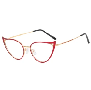 Women Metal Cat Eye Anti Blue Light Reading Glasses Full Frame Glasses New - Picture 1 of 19