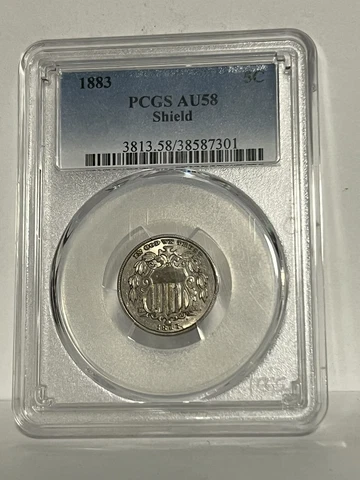 1883 SHIELD NICKEL PCGS AU58 Cover